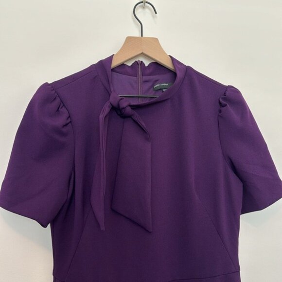 EUC Maggy London Tie-Neck Fit & Flare Dress | Purple | Size: 8 - Picture 3 of 8
